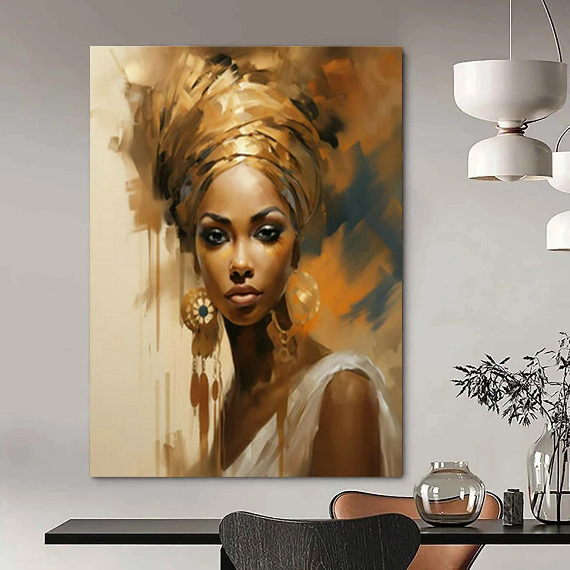 Female Portrait Oil Painting for Elegant Dressing Room & Cultural Center Exhibit DLZ1717