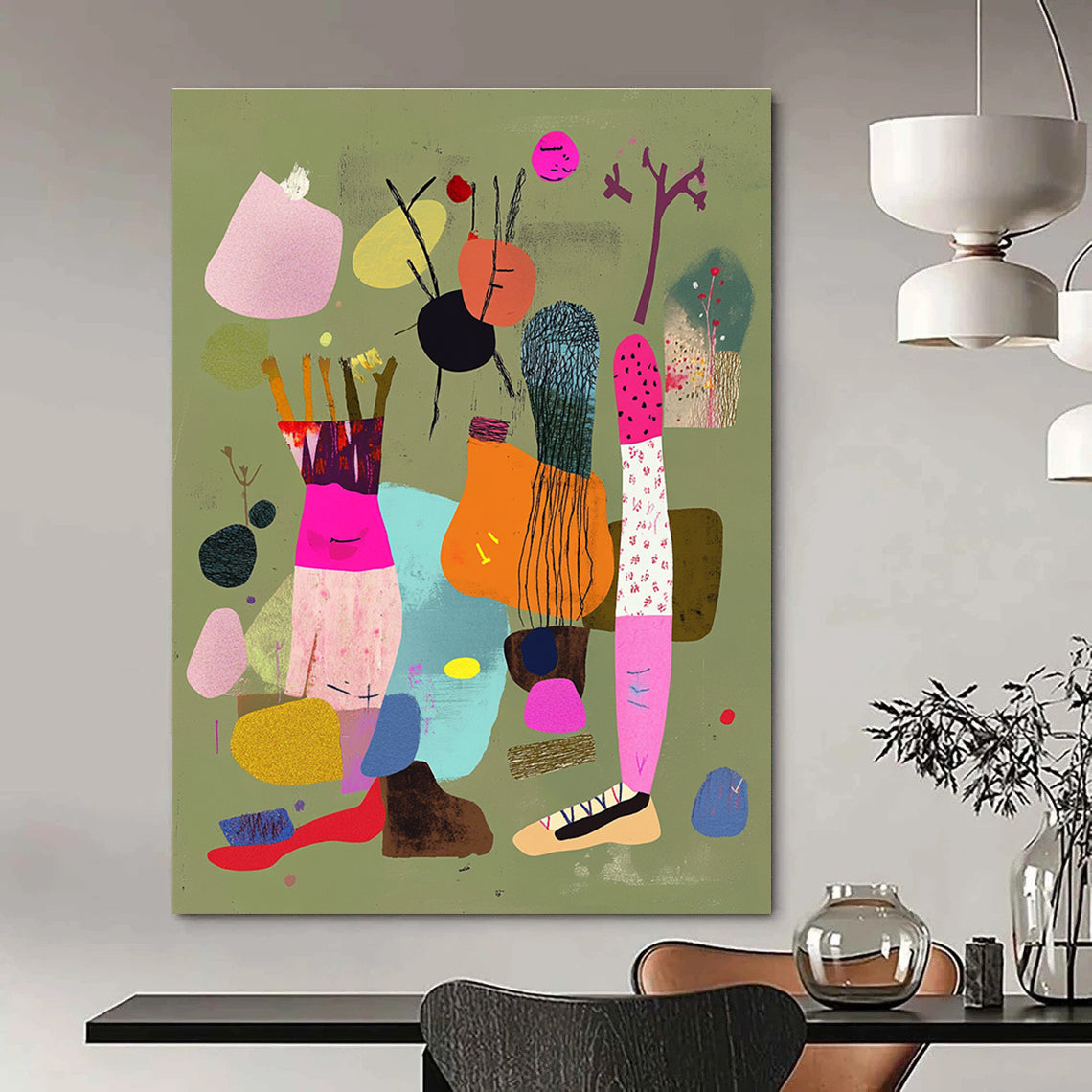 Abstract Shapes on Green for Modern Eco - Friendly Home & Nature - Themed Art Gallery STSC972