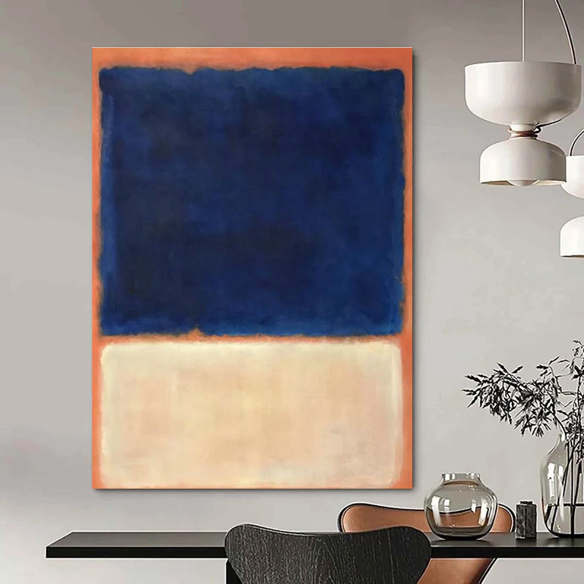 Blue - Orange Minimalist Art for Coastal Café & Contemporary Living Room DLZ2322