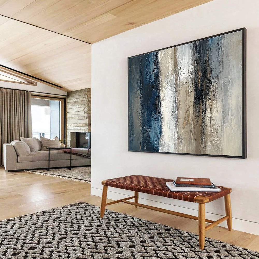 Gray - Blue Abstract Art for Modern Office & Minimalist Living Room SC121