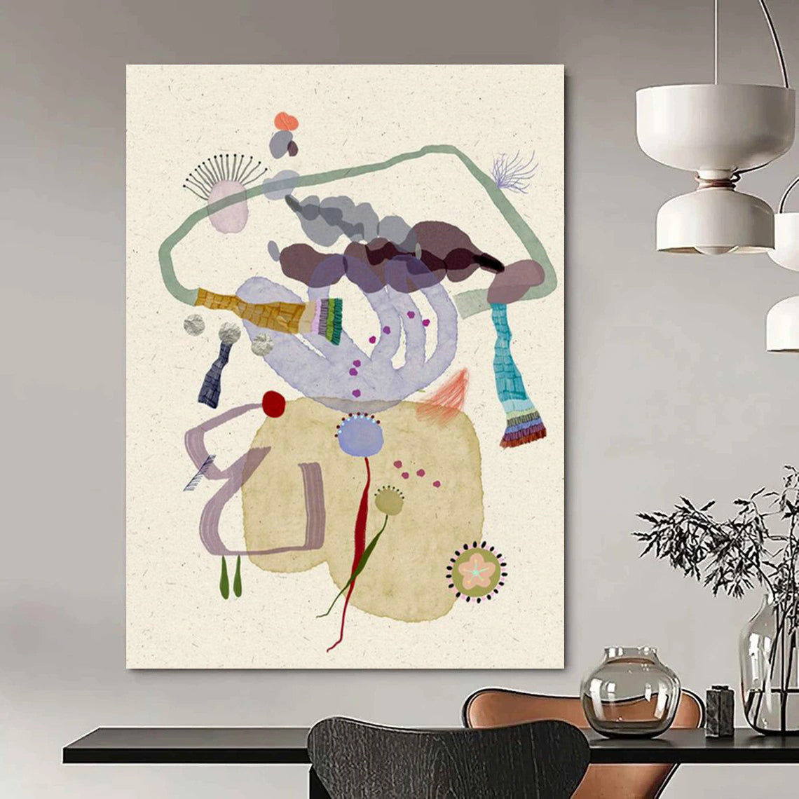 Collage - Style Abstract Art for Bohemian Home Studio Corners DLZ0092