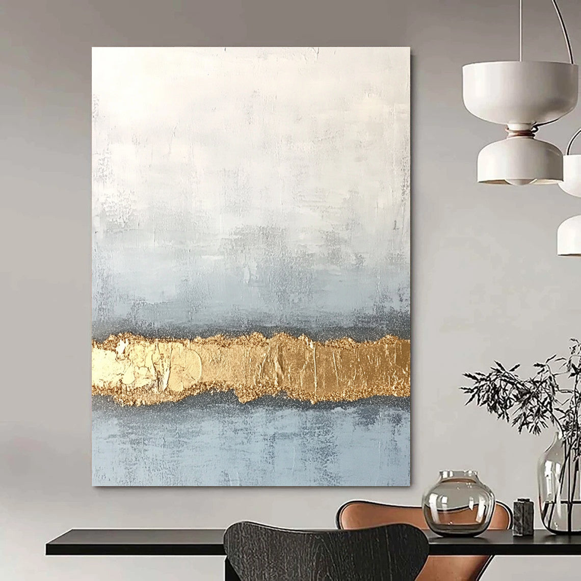Gold Band Abstract Art for Dining Room & Hallway STSC735