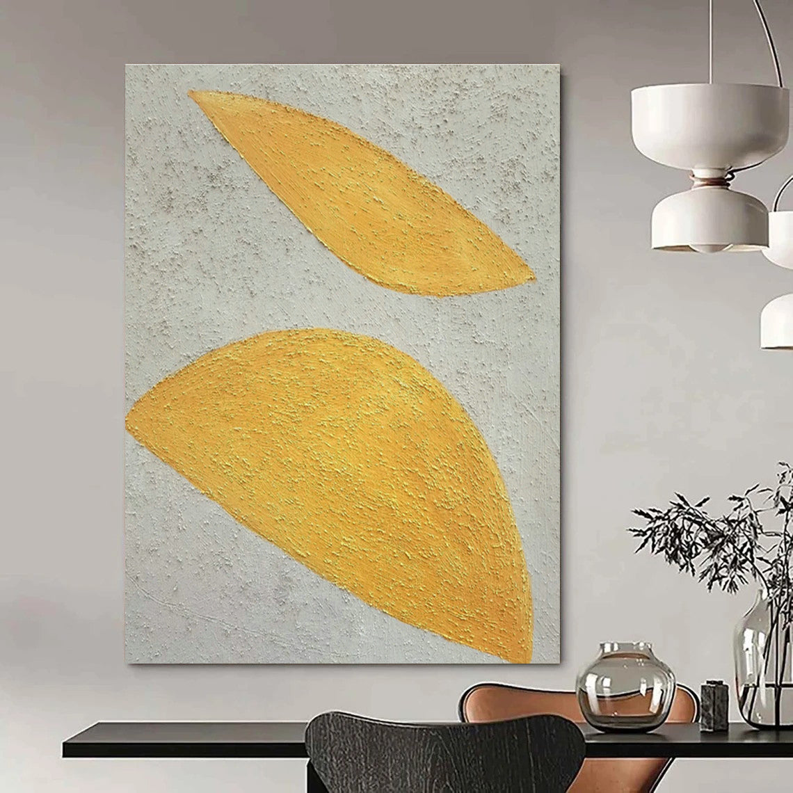 Golden Leaf Abstract Art for Luxury Hotel Spa & Home Bedroom DLZ1081