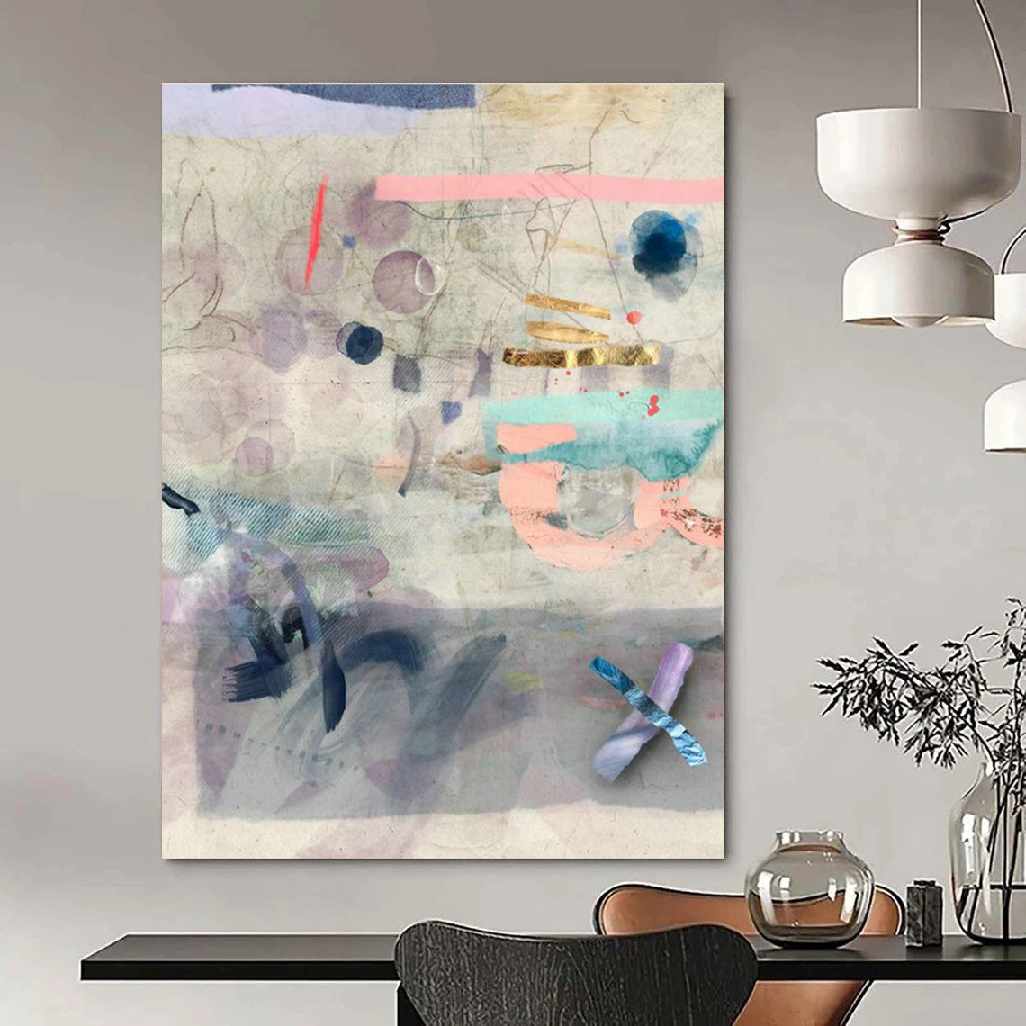Soft - Color Collage Art for Bohemian Home Reading Nooks DLZ0160