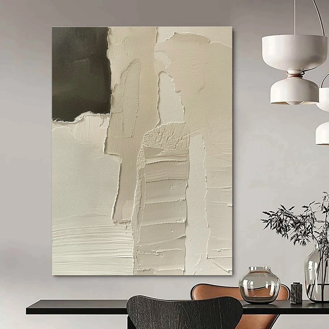 Gray - White Layered Abstract Art for Scandinavian Home & Contemporary Office DLZ1169
