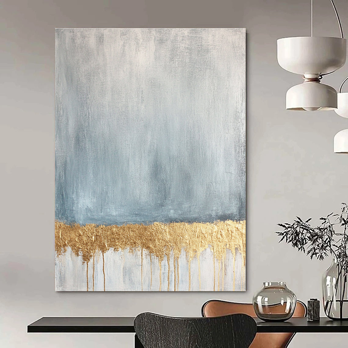 Blue and Gold Drip for Luxury Living Room & Art Deco - Inspired Lounge STSC571