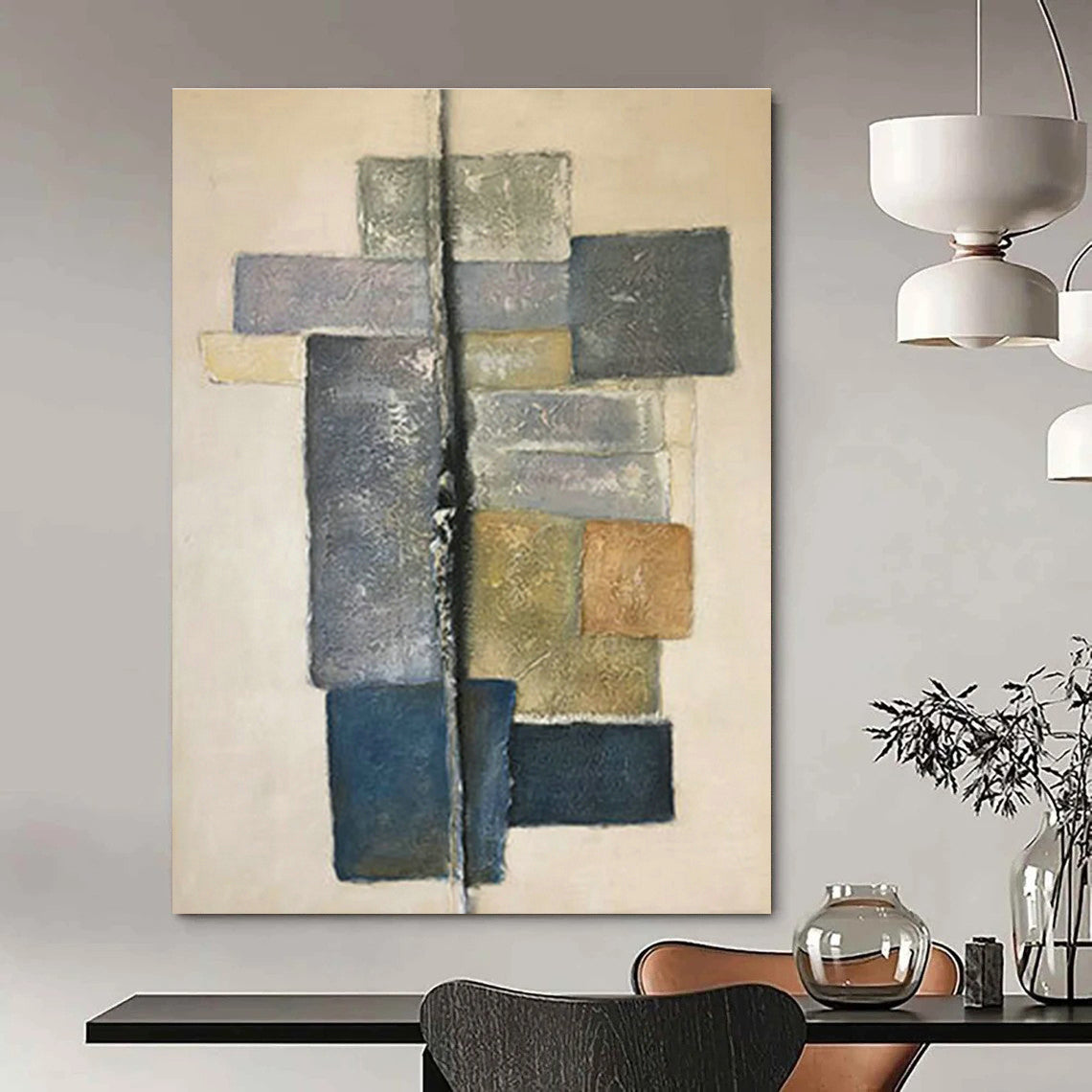 Geometric Color - Block Abstract Art for Modern Office Reception & Design Studio DLZ1058