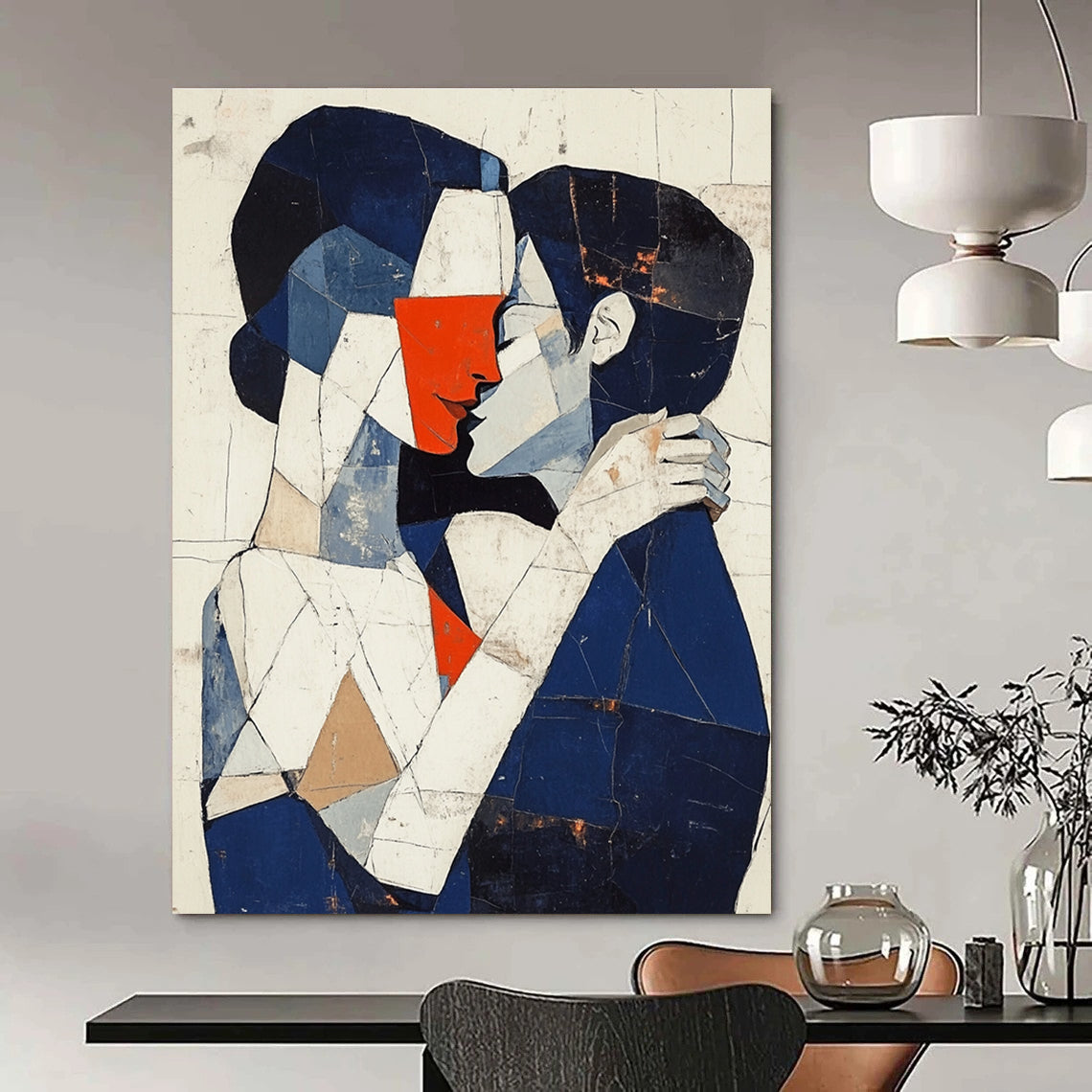 Cubist Kissing Couple Art for Modern Home Gallery & Art History Classroom STSC1055