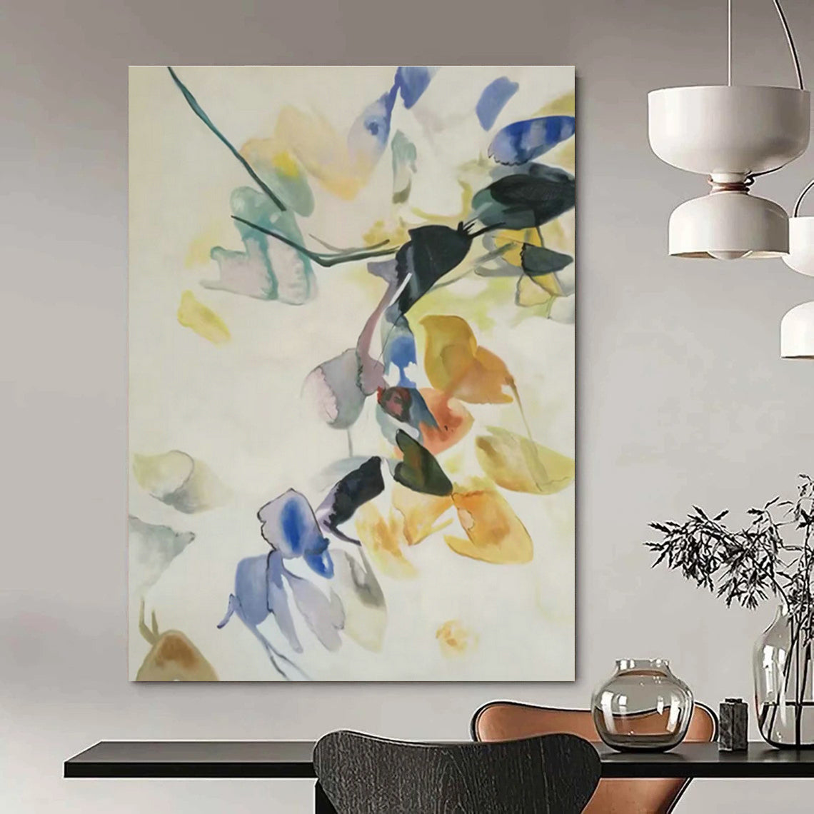 Colorful Ink - Wash Floral Art for Light - Filled Conservatory & Bohemian - Chic Bedroom DLZ0750