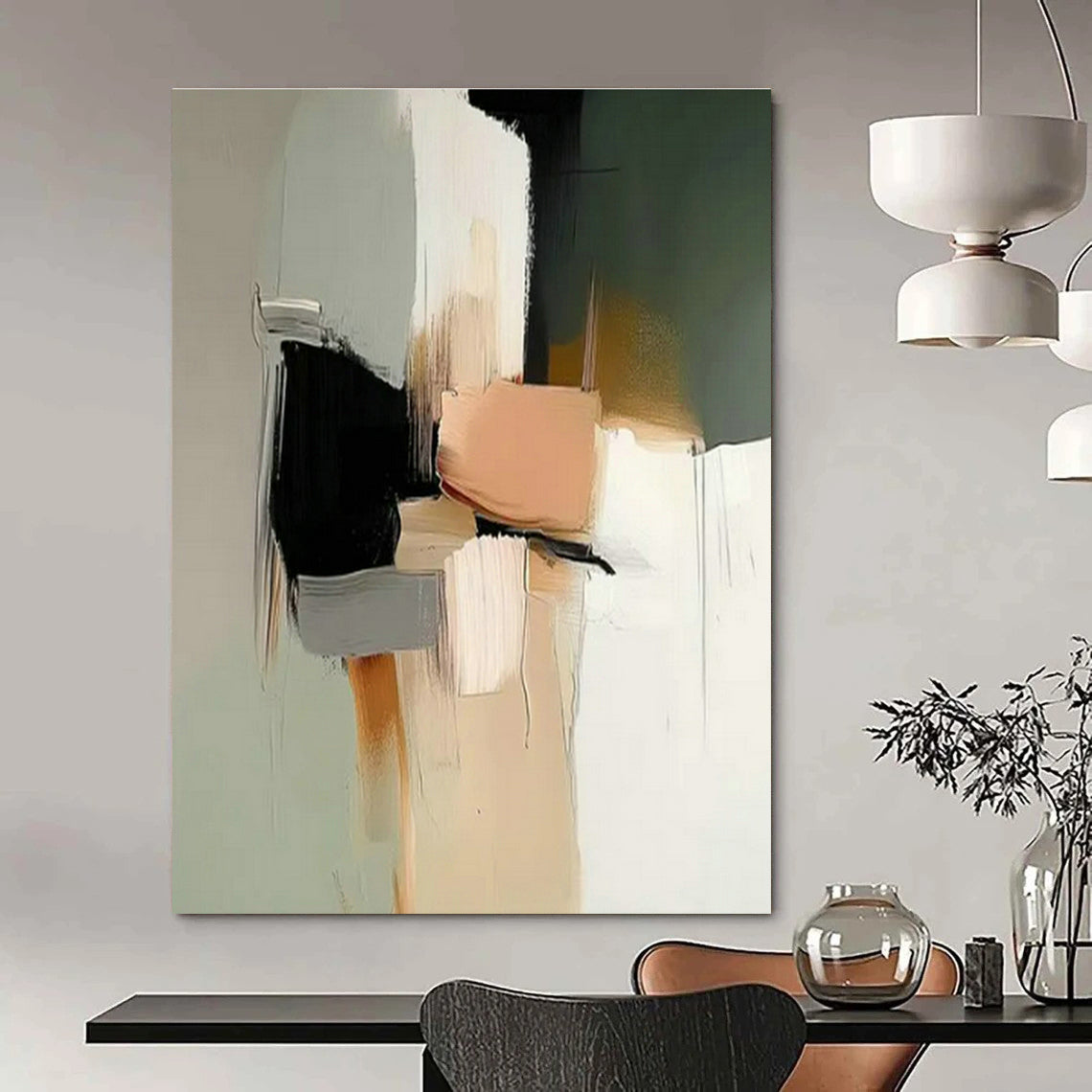 Color - Block Geometric Abstract Art for Modern Living Room & Art Gallery Exhibition DLZ1840