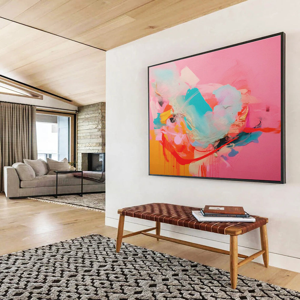 Pink - Orange Clash Abstract Art for Eclectic Living Space DLZ2886