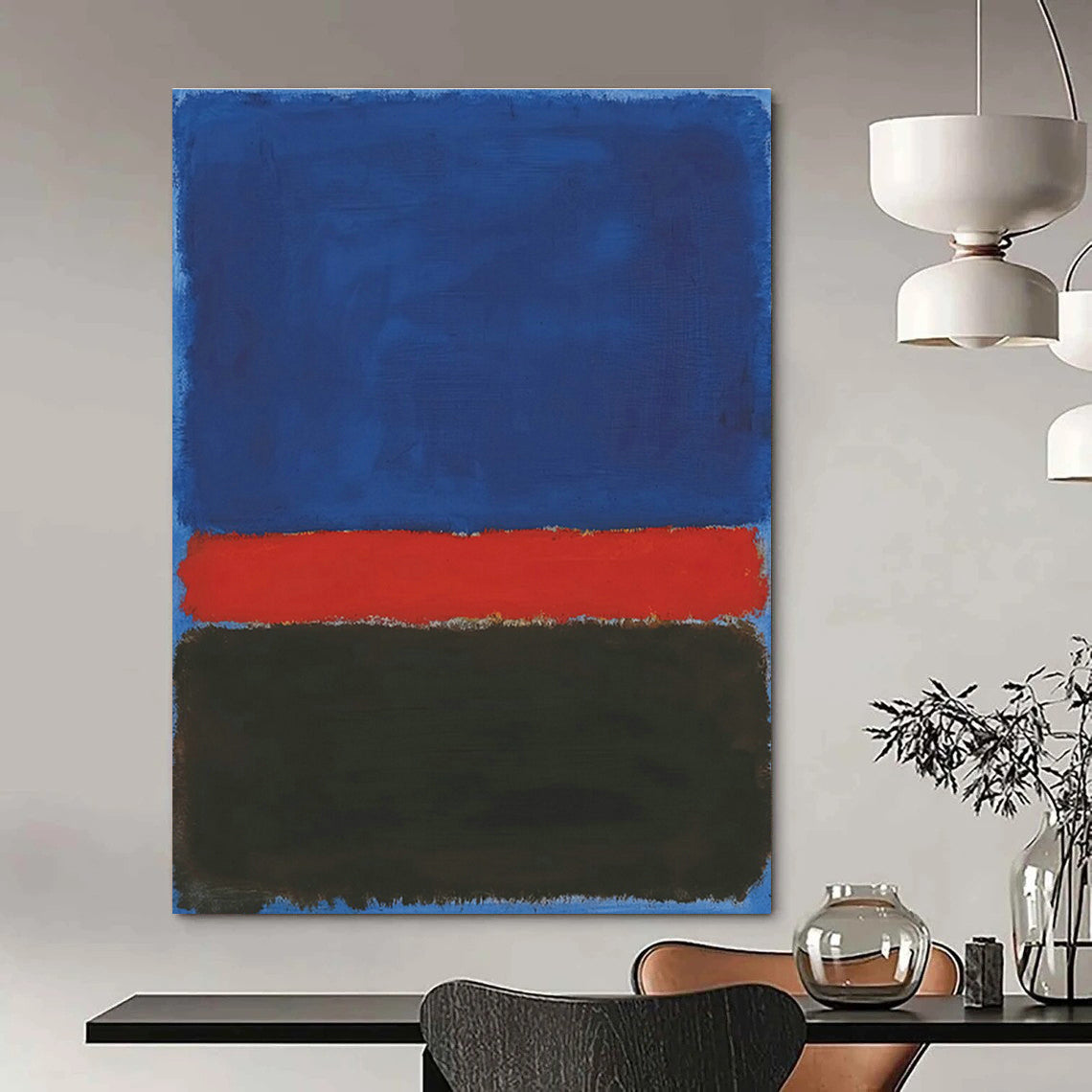 Blue - Red - Black Color Block Art for Living Room & Office DLZ0460