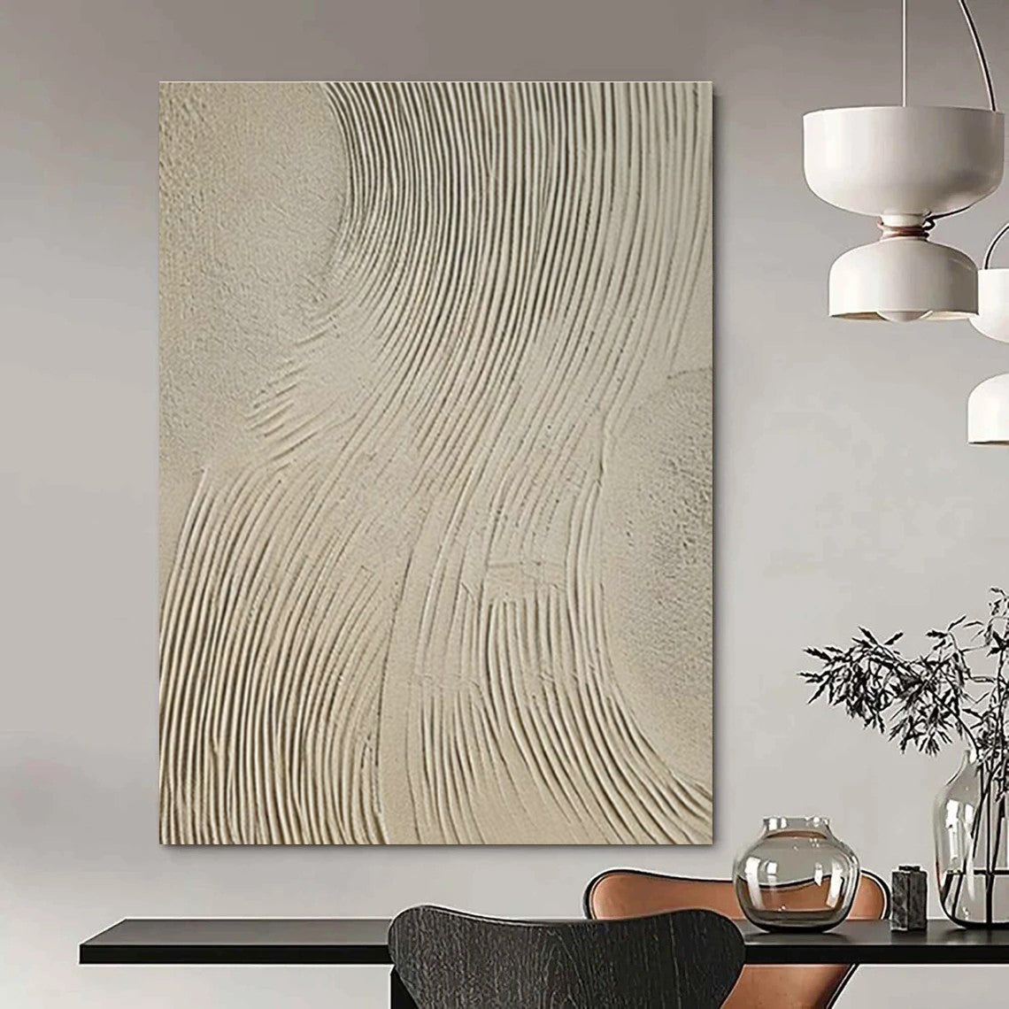 Gray - White Textured Abstract Art II for Art Gallery Corridor & Industrial - Chic Café DLZ1857