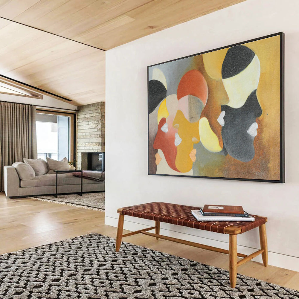 Geometric Faces Abstract Art: A Creative Hallway Focal Point DLZ2387