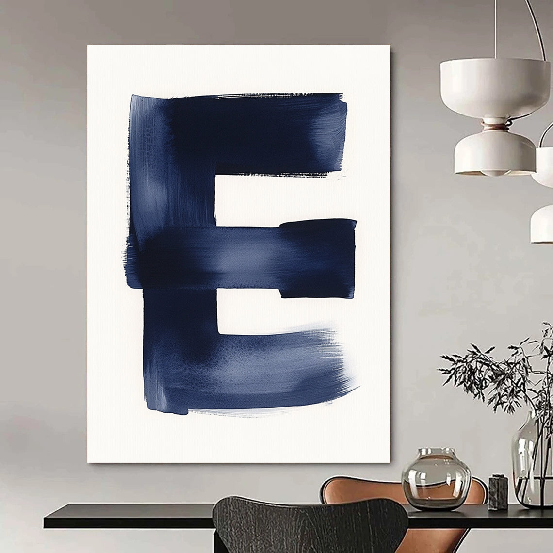 Blue Brushstroke "E" Art for Modern Nursery & Typography - Themed Exhibition STSC1096