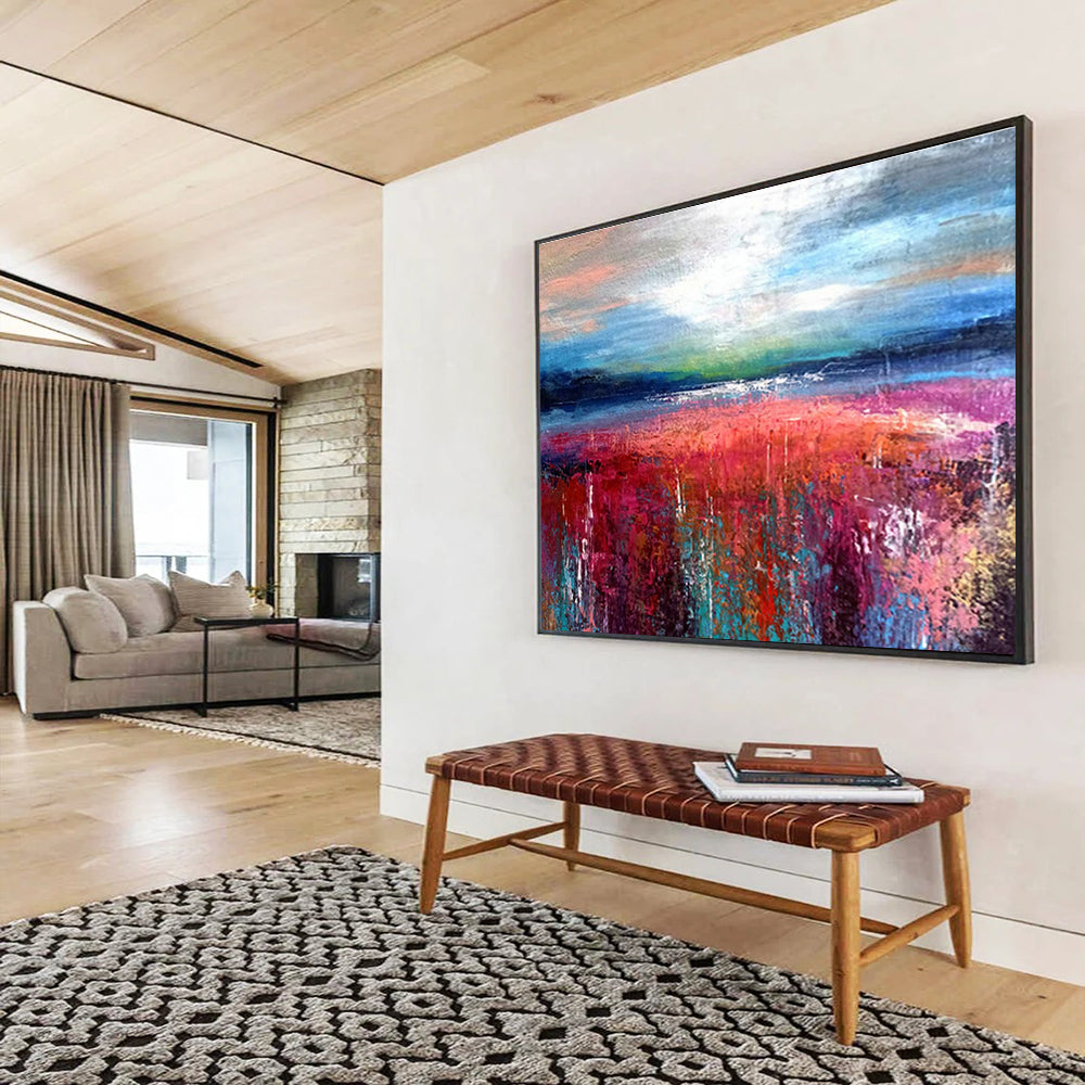 Vibrant Colorful Landscape Abstract Art to Brighten Up Your Dining Area DLZ2394