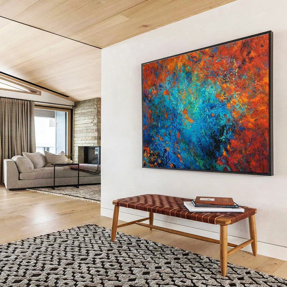 Orange - Blue Contrast Abstract Art for Vibrant Retail Storefronts DLZ3107