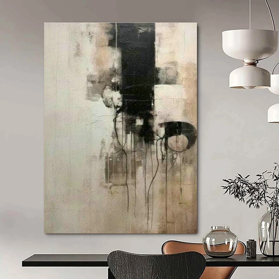 Black - White Abstract Drip Art for Office & Studio DLZ0386