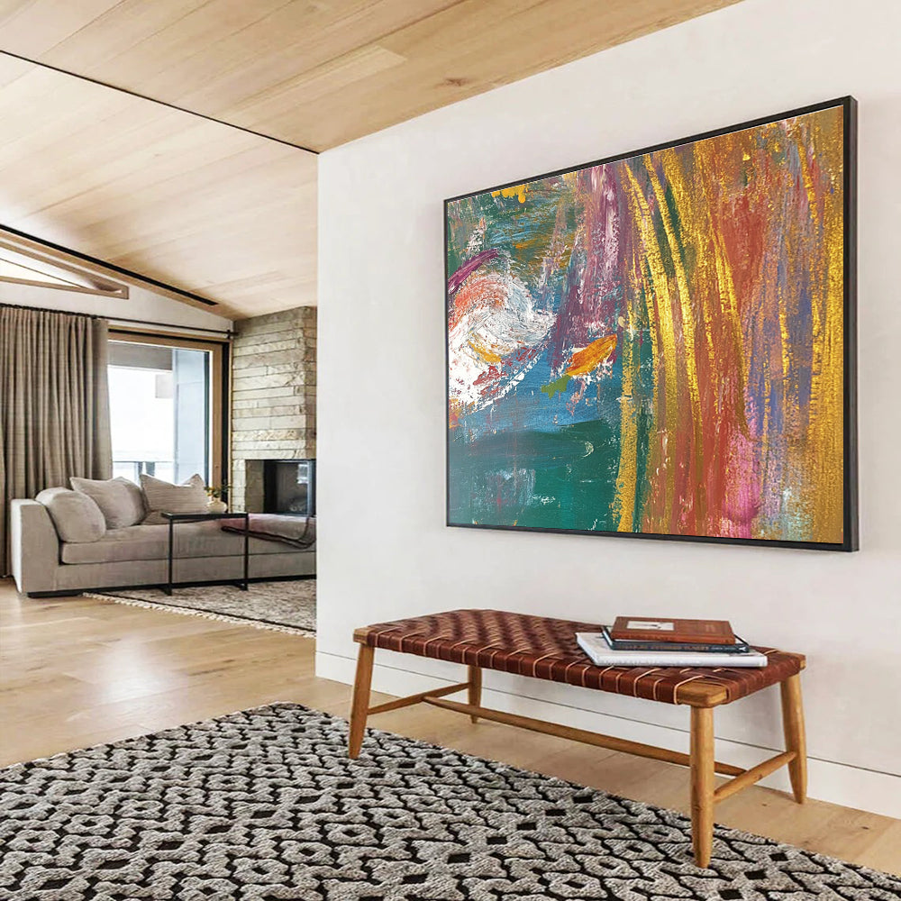 Vibrant Abstract with Gold Art for Luxury Home Office & High - End Hotel Lobby SC442