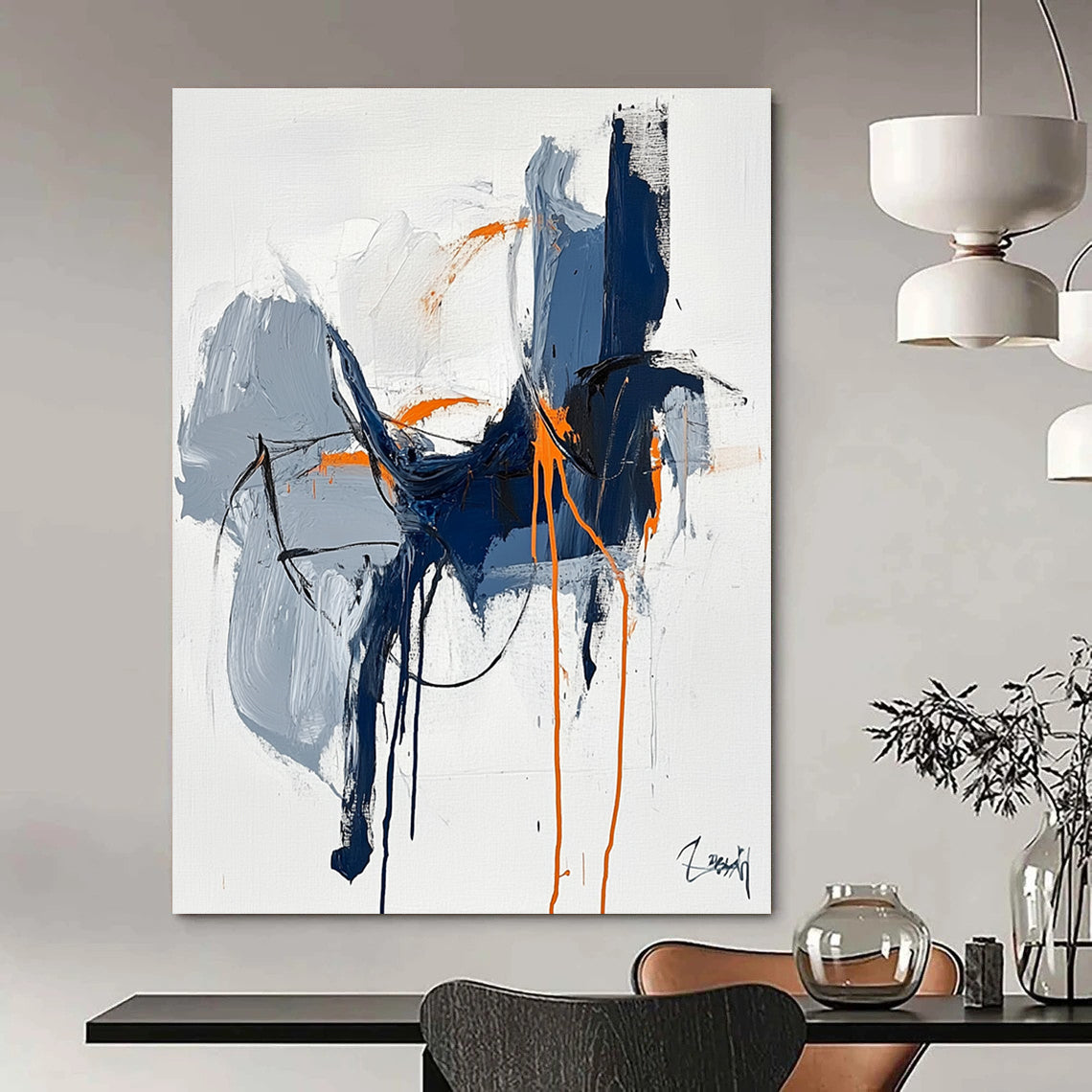 Expressive Drip Abstract Art for Studio & Café STSC676