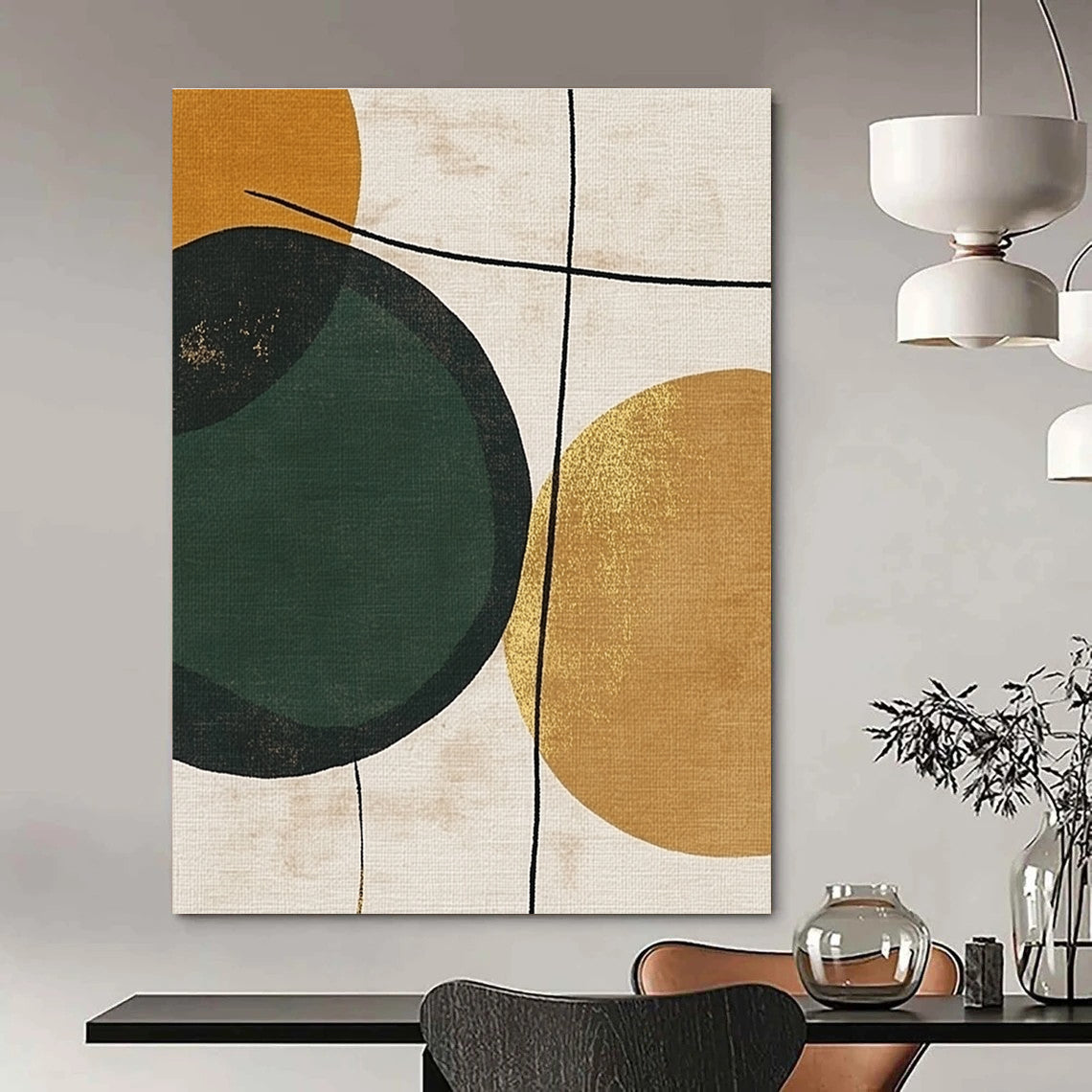 Geometric Circles with Gold for Mid - Century Modern Home & Chic Home Office STSC467