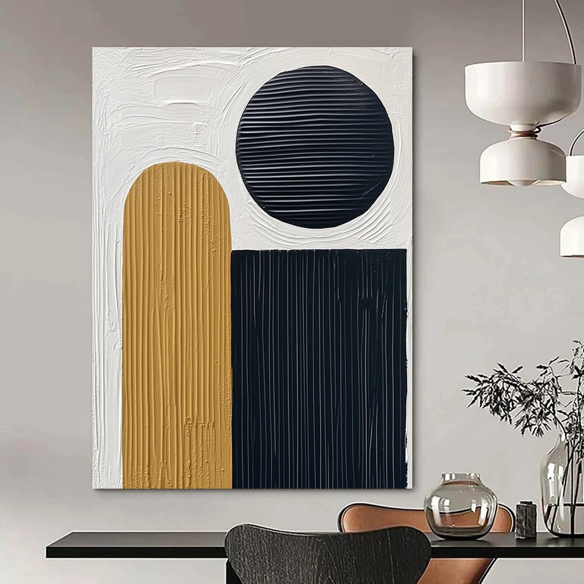 Geometric Textured Abstract for Minimalist Home Office & Art Gallery Corridor STSC451