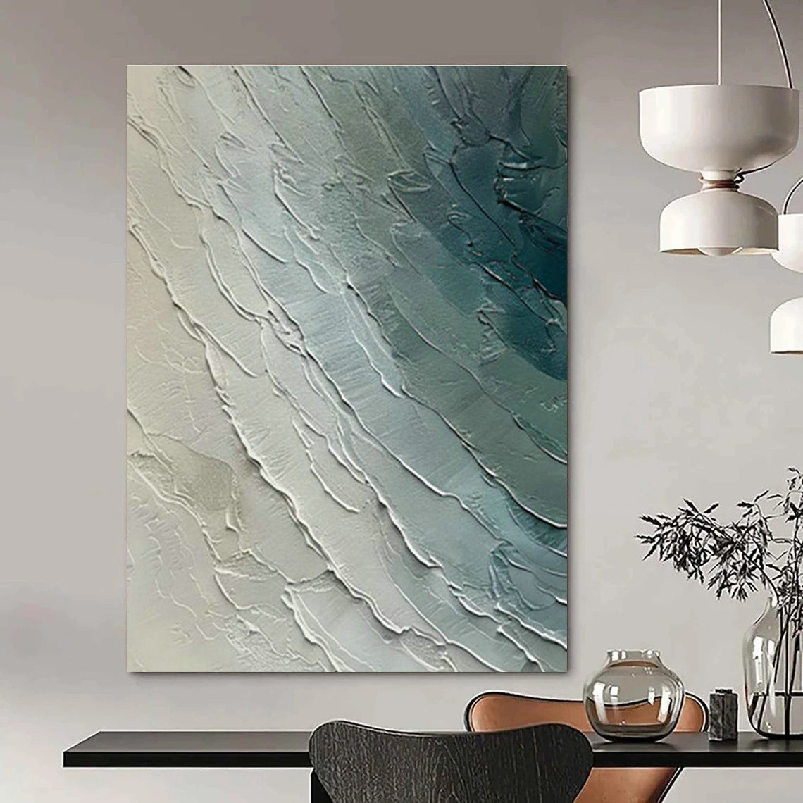 Blue - Gray Textured Art for Modern Office Conference Rooms DLZ0121