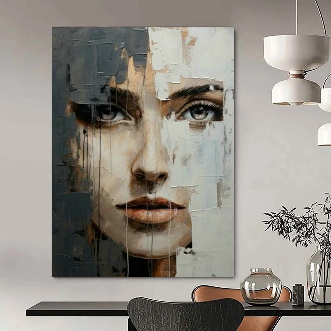 Abstract Portrait with Textured Layers for Bohemian Gallery & Art - Forward Bedroom DLZ2125