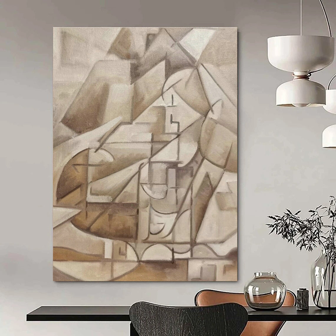 Beige Cubist Abstract Art for Art Gallery & Architect Office DLZ0608