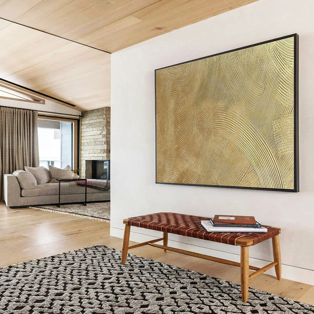 Golden Wave Abstract for Luxury Hotel Lobby DLZ2964