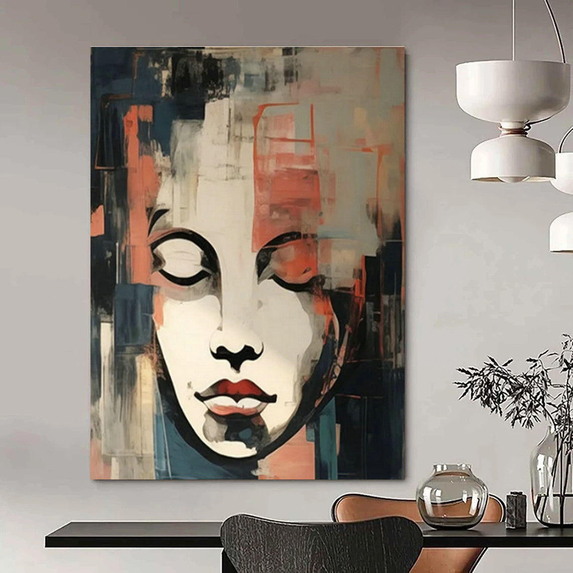 Face Collage Abstract Art for Bohemian Bedroom & Art Gallery Corridor DLZ1715