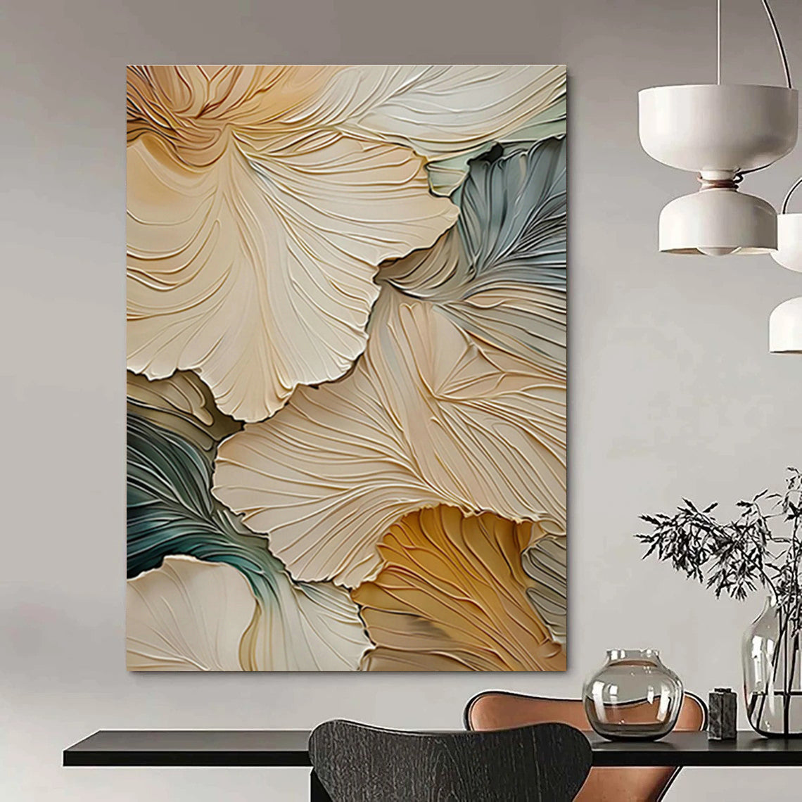 Multicolor Ginkgo Leaf Art for Contemporary Office Breakroom & Botanical Art Gallery DLZ1392