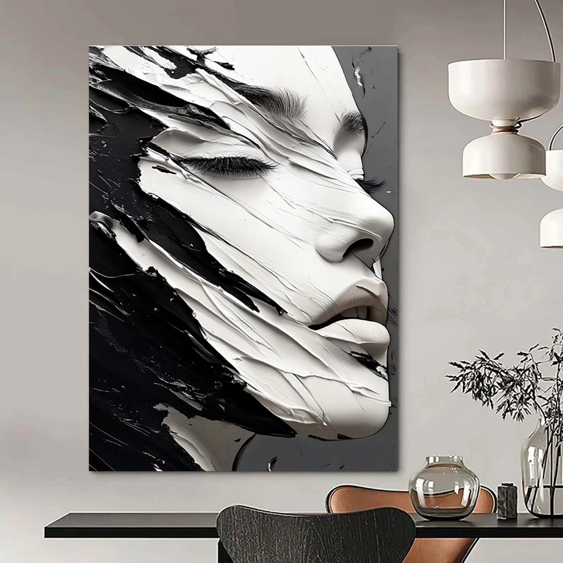 Textured Face Portrait for Contemporary Art Museum & High - End Beauty Studio STSC989