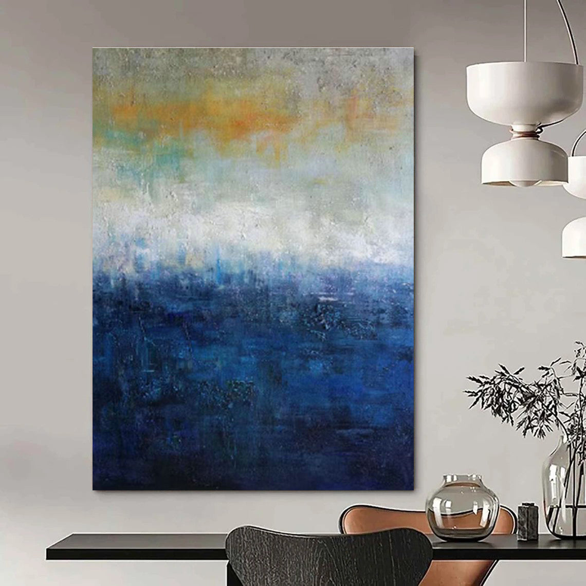 Gradient Sea Abstract Art for Seaside Hotel Lobby & Contemporary Beach Gallery DLZ2259