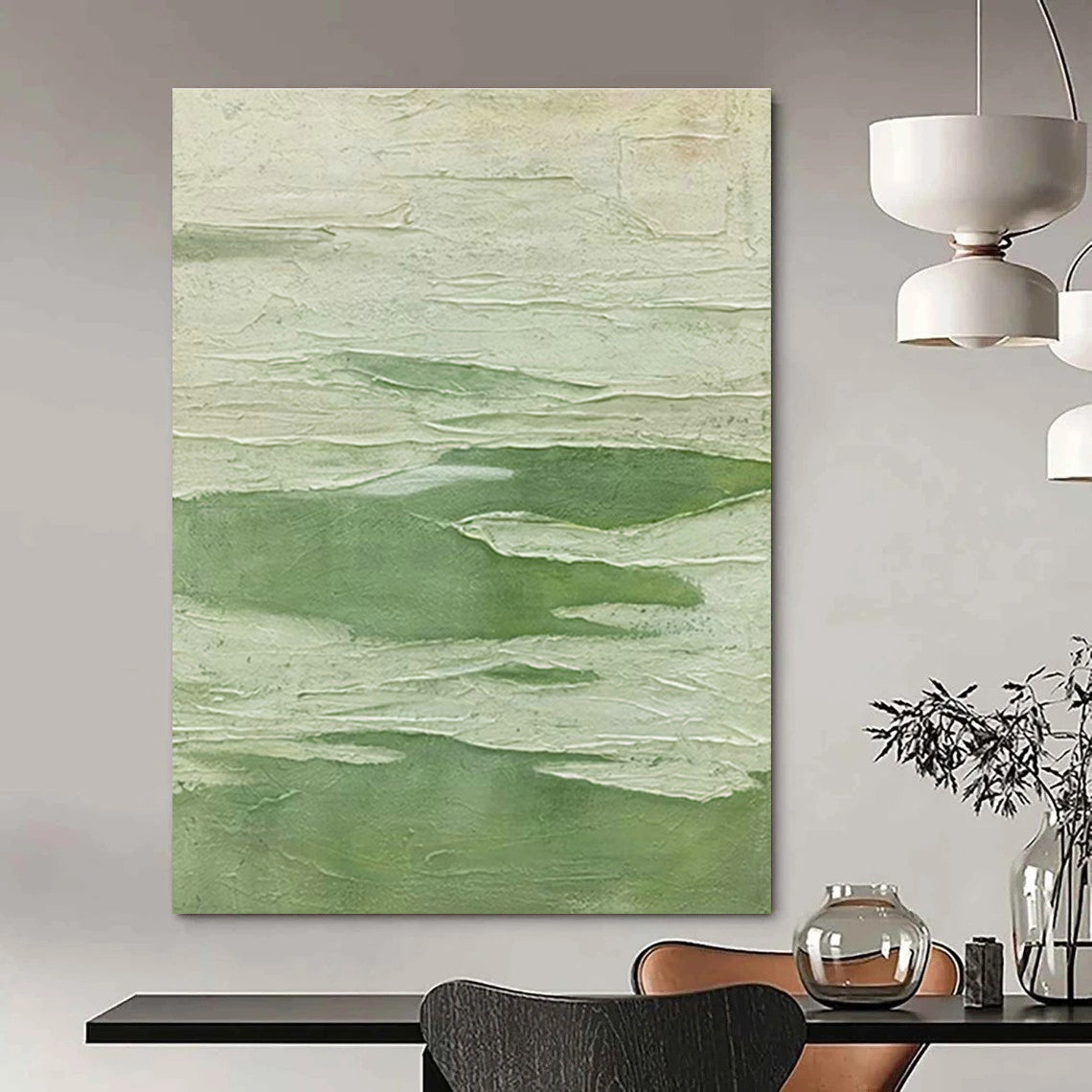 Light Green Textured Abstract Art for Eco - Friendly Home & Botanical Shop DLZ1234