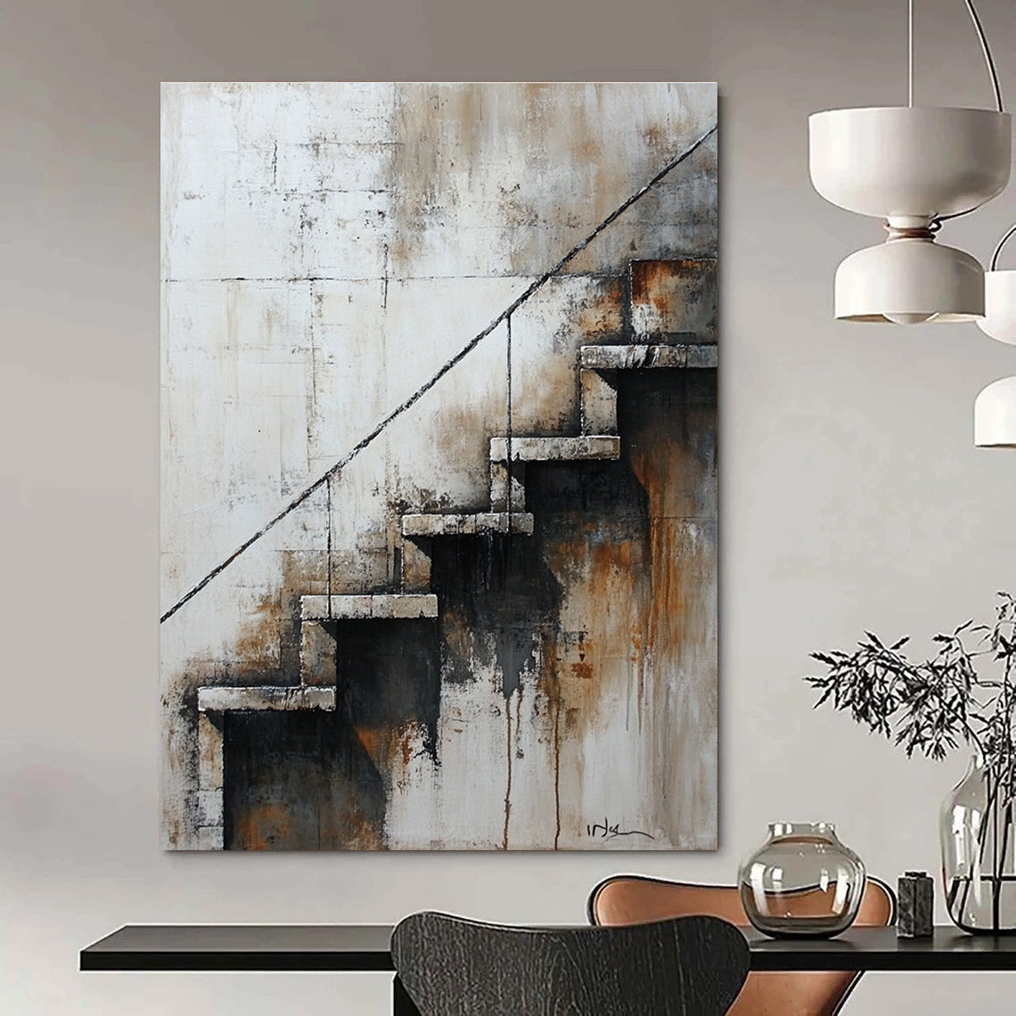 Abstract Staircase for Industrial - Style Home & Art - Inspired Studio STSC194