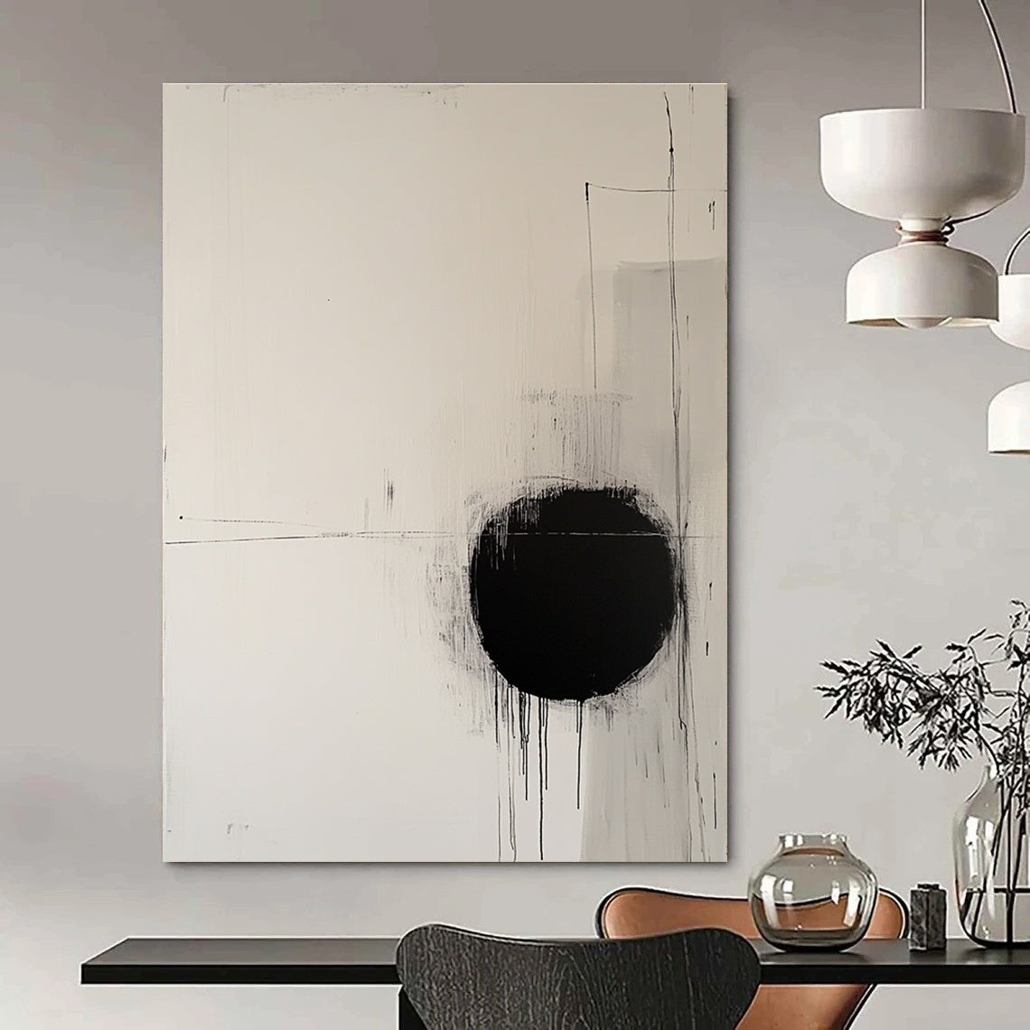 Minimalist Black and White Abstract Art for Modern Home Bedroom & Art Therapy Space STSC1067