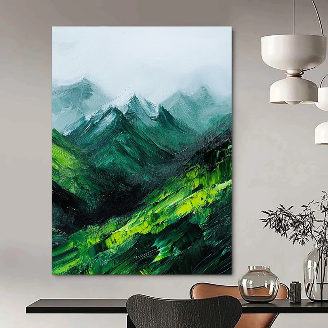 Green Mountain Abstract Landscape for Nature - Inspired Bedroom & Outdoor - Lover’s Lounge STSC592