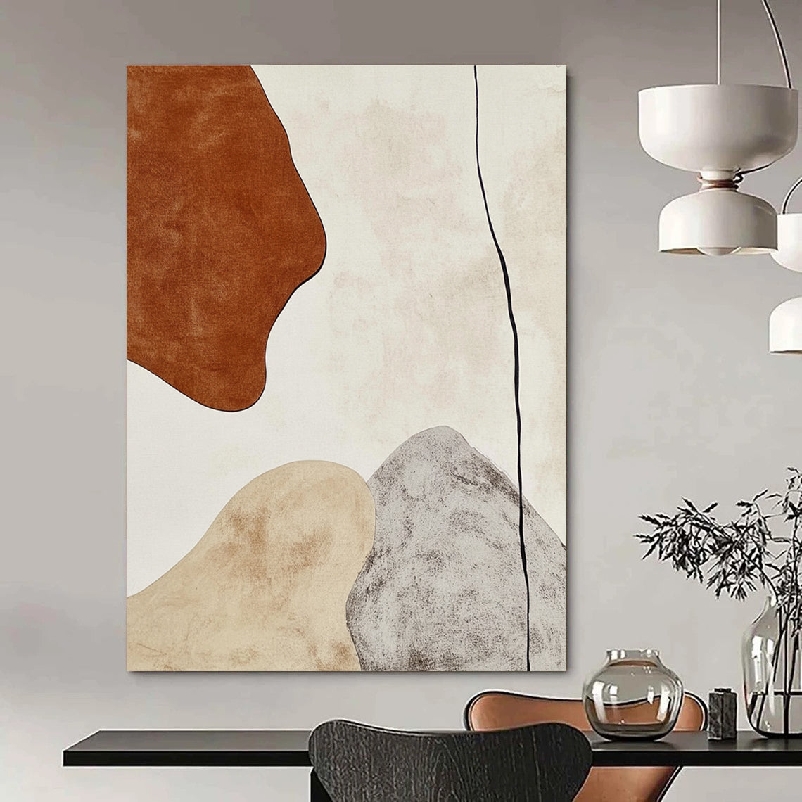 Earth - Toned Shape Abstract for Rustic Home Office & Nature - Inspired Café STSC474