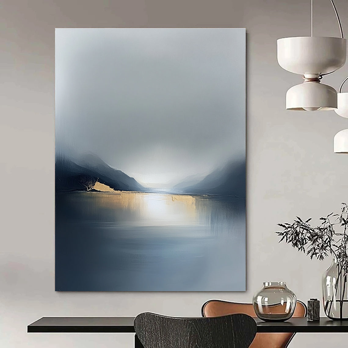 Minimalist Golden Lake Art for Boutique Hotel & Dining Room STSC088
