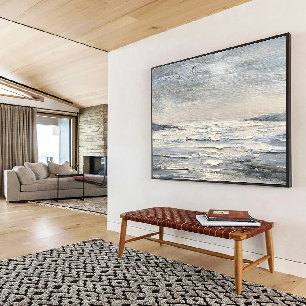 Layered Gray Waves Art for Meditation - Focused Bedroom DLZ3014