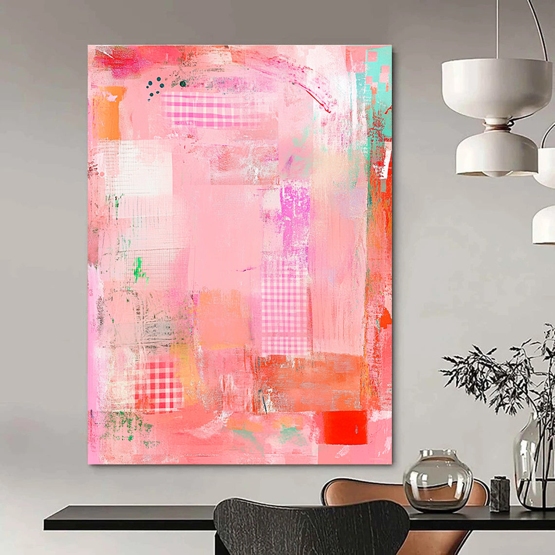 Pink Patchwork Abstract for Girly Bedroom & Fashion Boutique STSC830