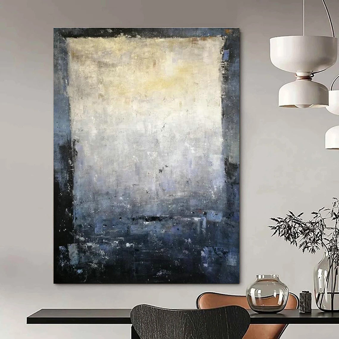 Gray - White Abstract Square Art for Library & Hallway DLZ2277