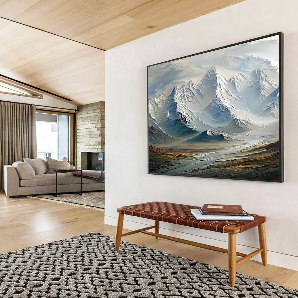 Majestic Snow - Capped Mountain Art for Luxury Ski Resort Lobbies DLZ3112