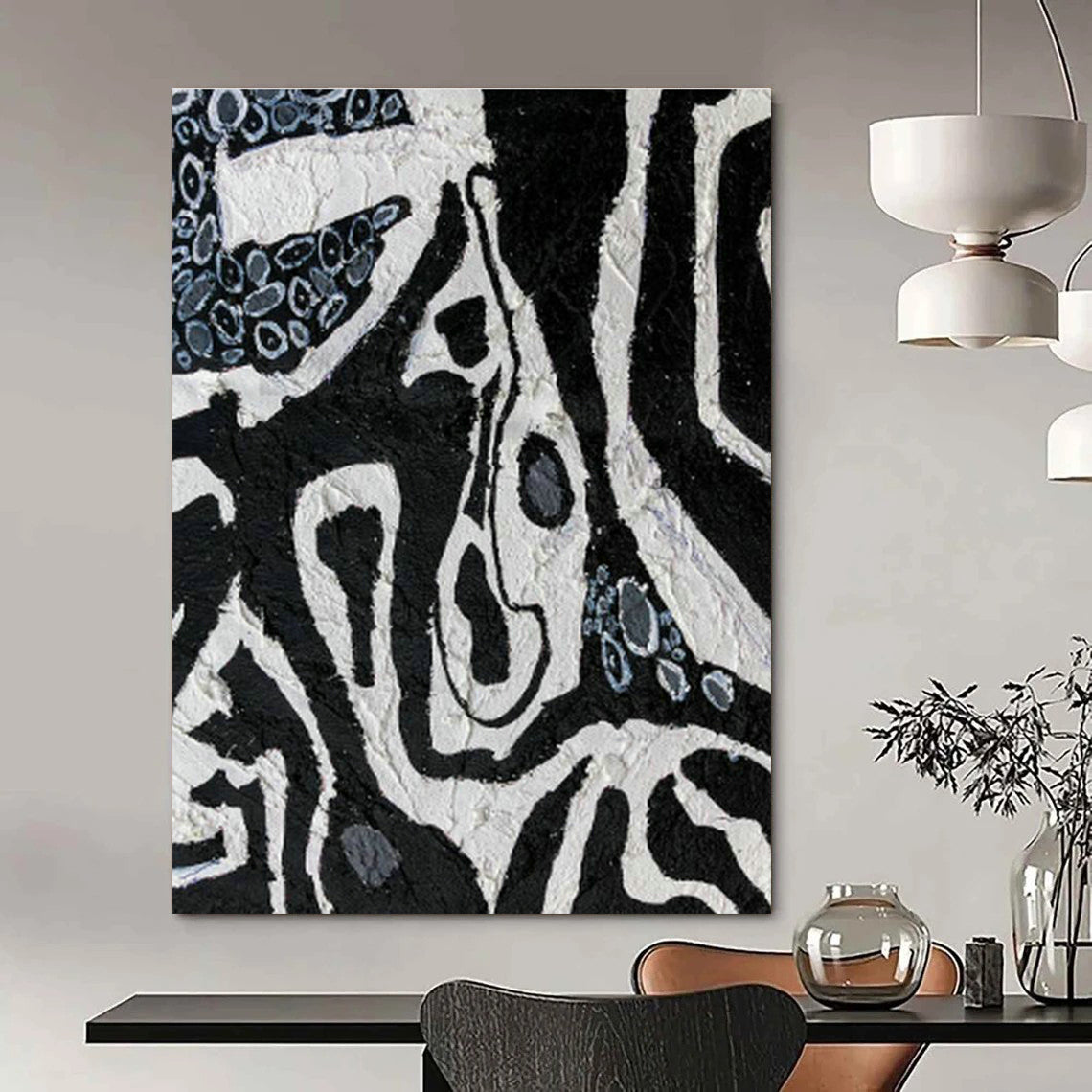 Black - White Textured Art for Industrial Café Restroom Walls DLZ0052