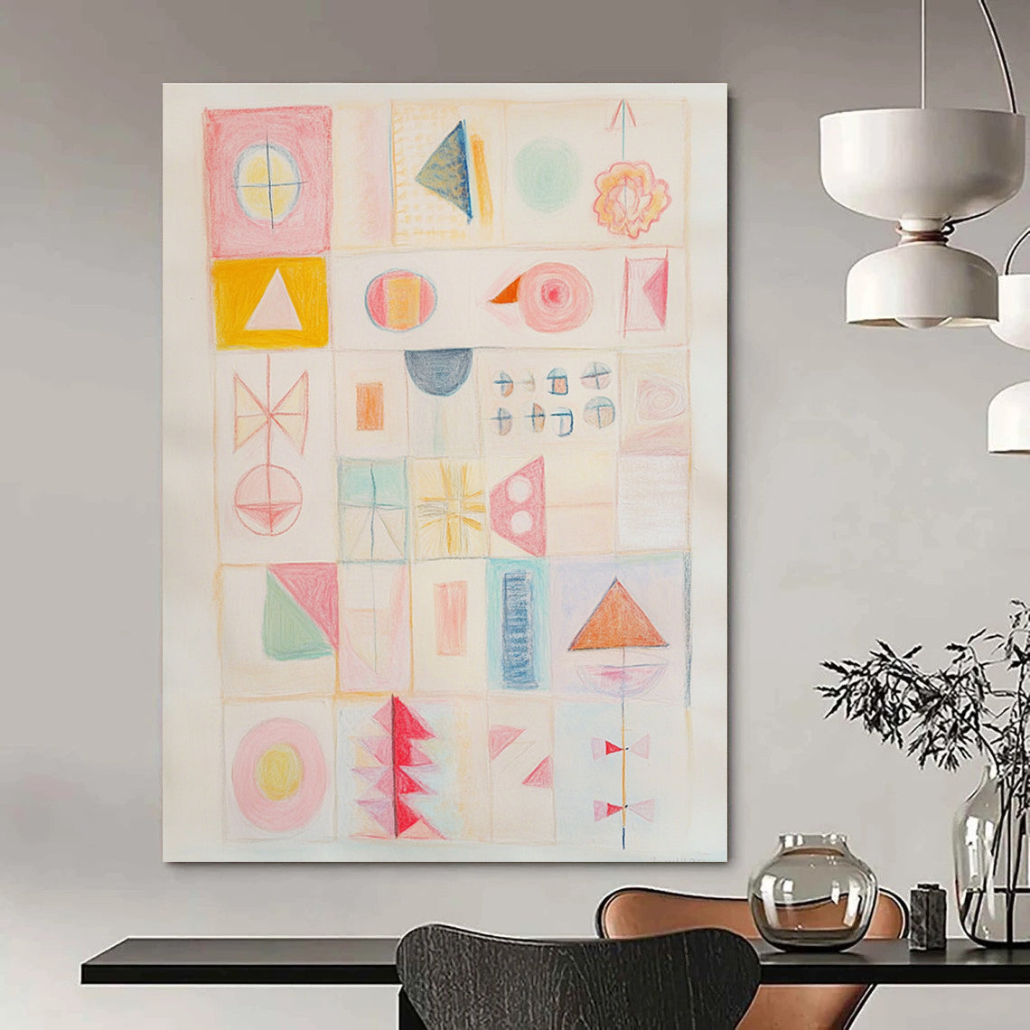 Pastel Geometric Shapes for Minimalist Nursery & Soft - Toned Art Gallery STSC985