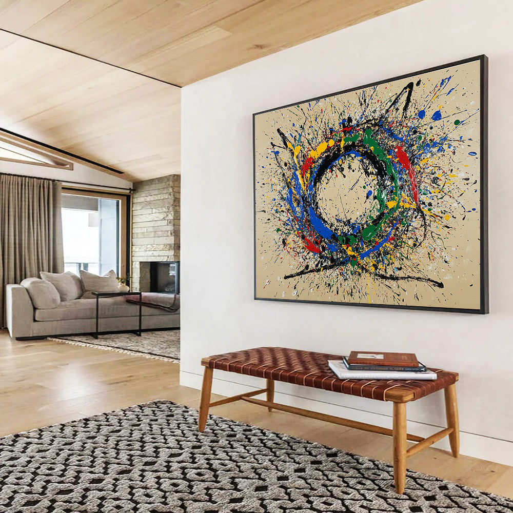 Colorful Splatter Circle Art for Modern Playroom & Creative Studio SC331