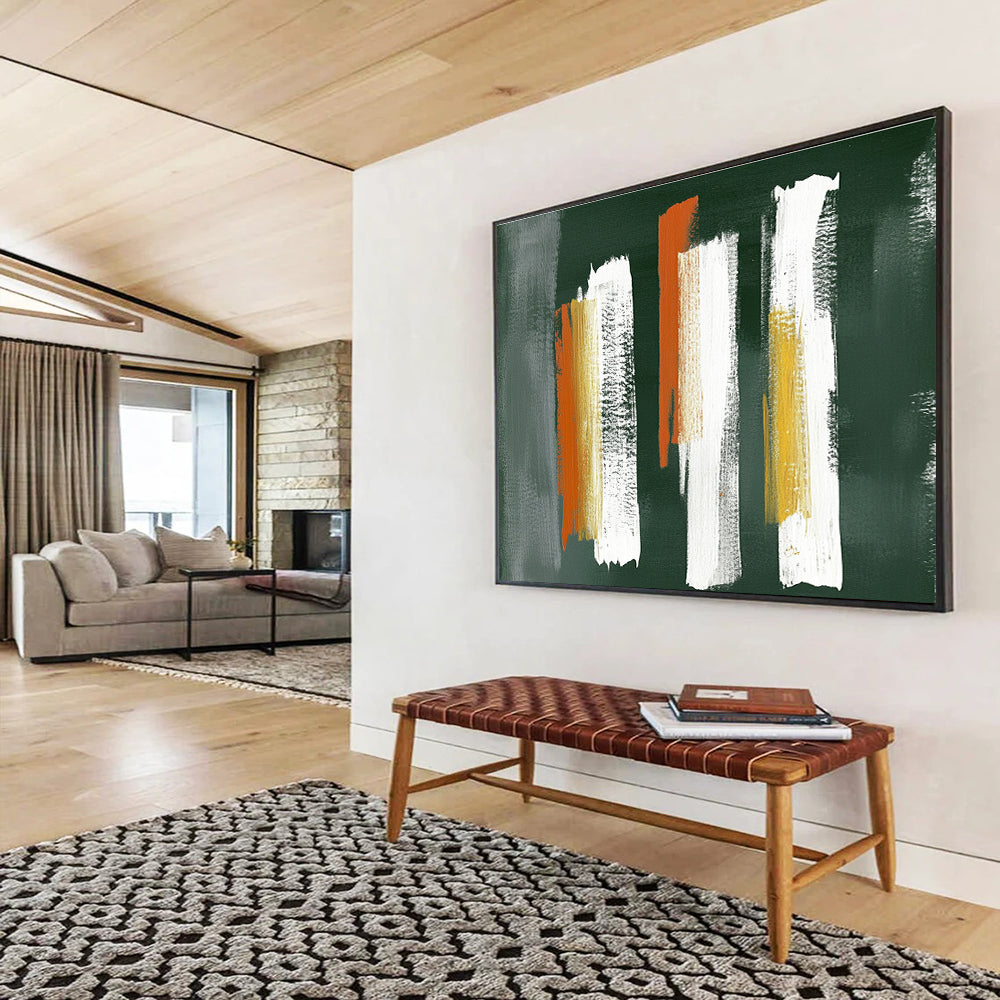 Bold Brushstrokes on Dark Art for Industrial - Style Bar & Modern Art Studio SC494