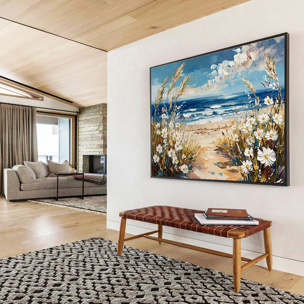 Coastal Path with Daisies Art for Beach House Living Room & Seaside Café SC420