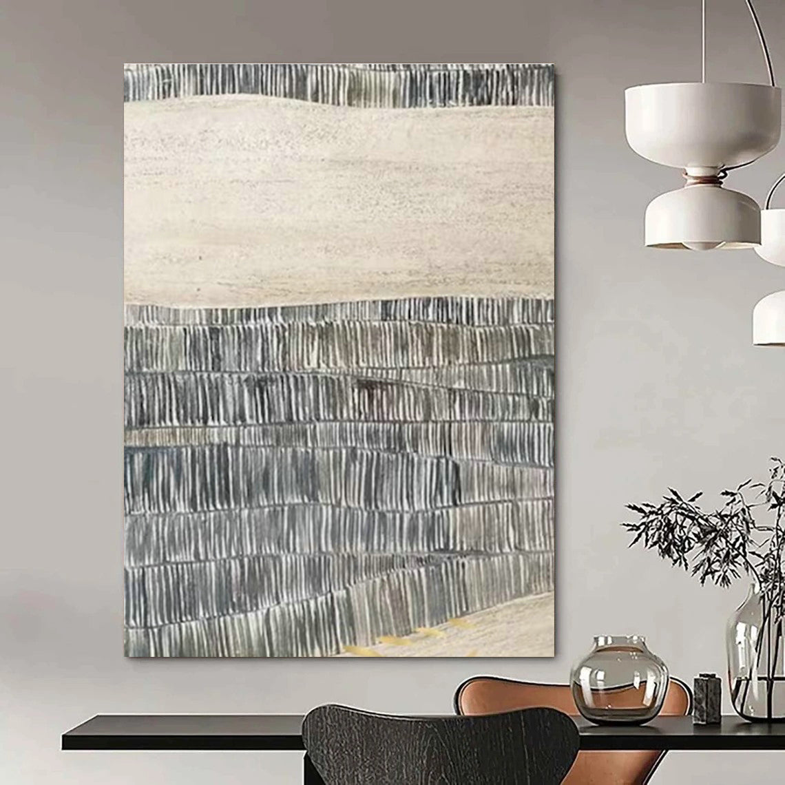 Line - Textured Abstract Art for Minimalist Art Museum & Scandinavian - Style Home Library DLZ1606